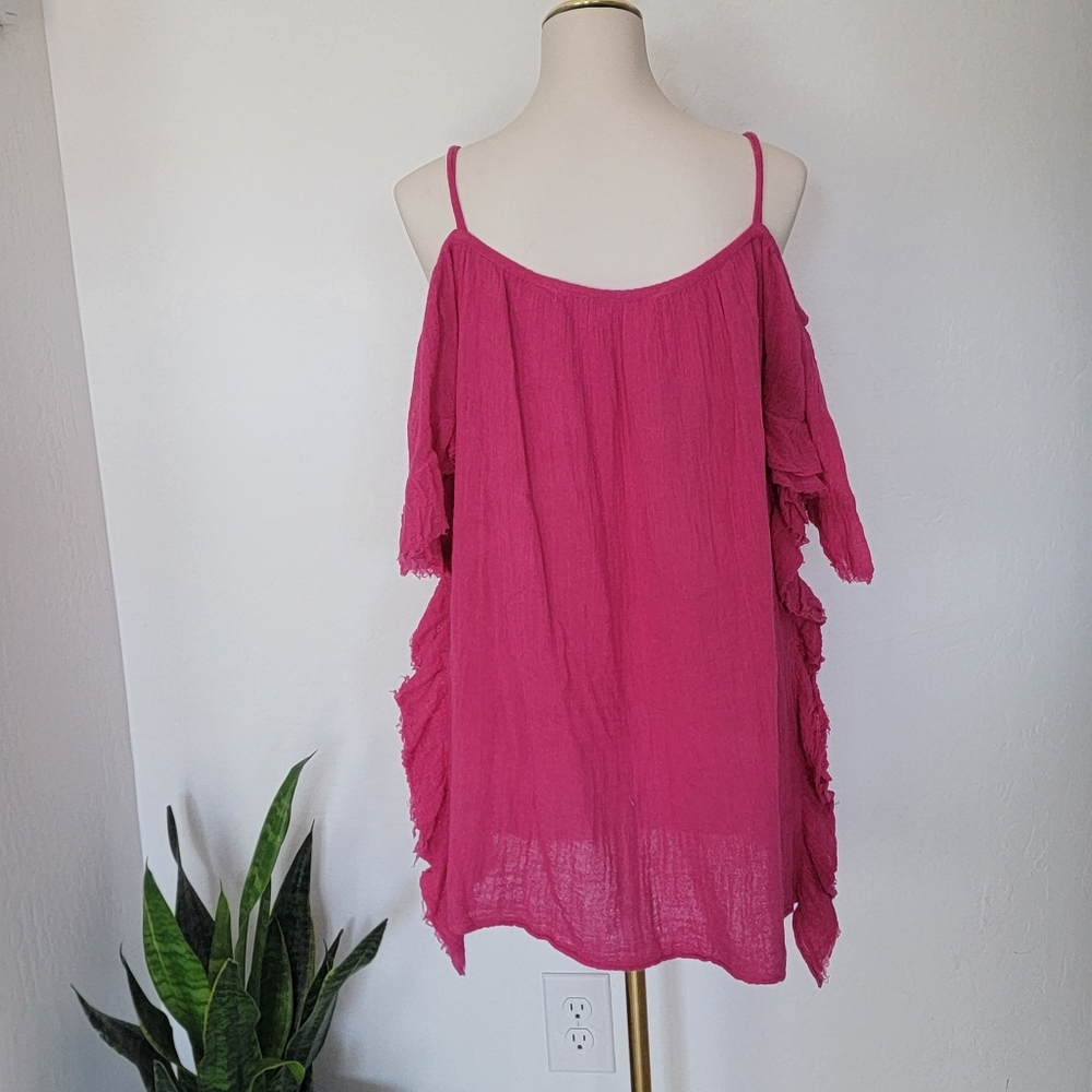 Jen's Pirate Booty Off Shoulder Poncho Style OS Pink Cotton - Picture 4 of 9